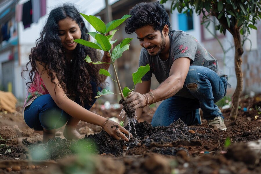 indian-couple-planting-tree-garden-environment-reforestation_1007204-21326