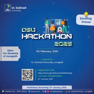 Best private university in junagadh- Dr. Subhash University, Hackathon 2025