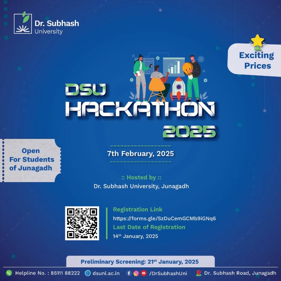 Best private university in junagadh- Dr. Subhash University, Hackathon 2025