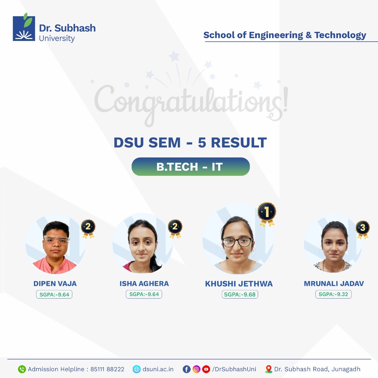 Dr. Subhash University - Dr. Subhash University - B.Tech IT results