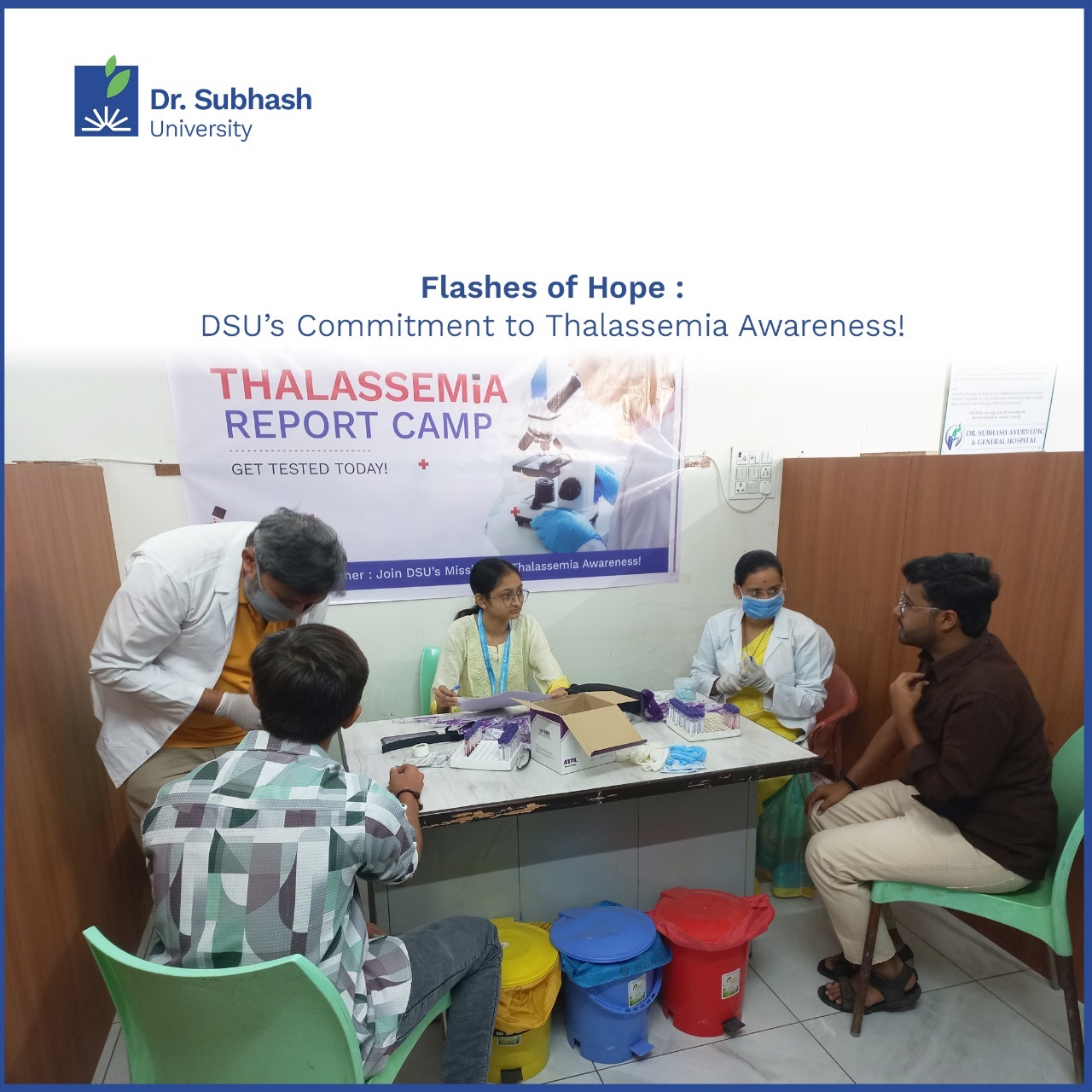 Thalassemia screening, genetic screening for thalassemia, thalassemia awareness, best private university in Gujarat, DSU healthcare initiatives, thalassemia report camp, early diagnosis of thalassemia, thalassemia genetic testing, preventive healthcare, thalassemia carriers, hematological disorders, blood disorder screening, thalassemia prevention, genetic awareness, public health programs, healthcare awareness, thalassemia treatment, inherited blood disorders, DSU social responsibility, community health programs