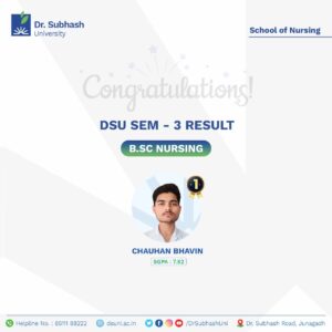 B.Sc. Nursing topper, Dr. Subhash University, best private university in Gujarat, nursing education in Gujarat, top nursing college Gujarat, nursing student success story, Semester 3 nursing topper, nursing career inspiration, nursing college Junagadh, compassionate nursing, School of Nursing Dr. Subhash University, clinical training nursing students, nursing with empathy, nursing student achievements, healthcare education Gujarat, future nurse leader, practical nursing skills, nursing community outreach, academic excellence in nursing, top nursing university in Gujarat