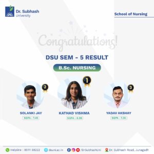 B.Sc Nursing topper Gujarat, best private university in Gujarat, Dr. Subhash University Junagadh, School of Nursing Gujarat, nursing education in Gujarat, top nursing college in Gujarat, B.Sc Nursing Semester 5 topper, academic excellence in nursing Gujarat, nursing topper Dr. Subhash University, nursing career opportunities in Gujarat, best nursing university in Gujarat, private nursing college Gujarat, nursing practical training Gujarat, nursing student success stories Gujarat, nursing education with clinical exposure Gujarat, nursing leadership development Gujarat, holistic nursing education Gujarat, best nursing institute Gujarat, nursing topper achievement Gujarat, nursing courses at Dr. Subhash University, nursing education for future healthcare leaders Gujarat.