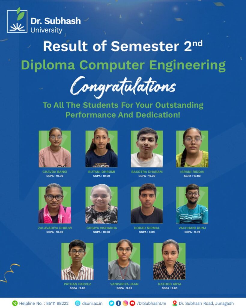 🎓 Congratulations to all the students of Diploma Computer Engineering Semester 2 on your remark