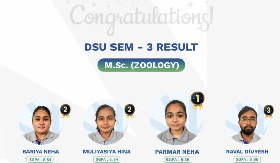 M.Sc. Zoology results, DSU Zoology toppers, best private university in Gujarat, Dr. Subhash University, zoology academic excellence, top university for science, M.Sc. Zoology education in Gujarat, DSU student achievements, animal science research, university results Gujarat, wildlife conservation studies, zoology laboratory training, future biologists, zoology career opportunities, scientific discovery, biodiversity research, advanced zoology studies, research-driven education, best science college in Gujarat