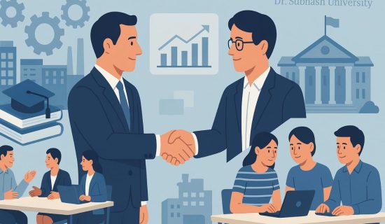 industry-academia collaboration, real-world learning for students, industry partnerships in education, hands-on learning, practical education, internships for students, live projects, industry exposure, skill development programs, industry-integrated curriculum, Dr. Subhash University, best private university in Gujarat, corporate mentorship, industry visits, guest lectures, employability skills, academic-industry tie-ups, research collaborations, innovation in education, student placement success, collaborative educational models, entrepreneurship development, future-ready graduates