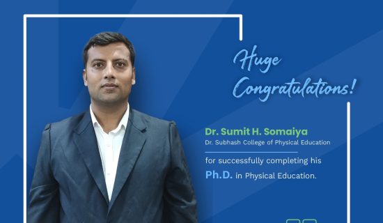 Dr. Sumit Somaiya PhD, PhD in Physical Education, best private university in Gujarat, Dr. Subhash University Junagadh, Physical Education research Gujarat, faculty achievements Dr. Subhash University, doctoral degree celebration, academic excellence in Gujarat, faculty development programs Gujarat, Physical Education curriculum development, holistic education in universities, sports education research, physical fitness in education, PhD faculty Dr. Subhash University, higher education in Gujarat, academic milestone celebration, research in sports science, teaching with PhD in Physical Education, faculty research support Gujarat, Physical Education policy contribution, academic community inspiration, educational leadership in Physical Education, PhD journey success story, university faculty recognition, impactful faculty contributions
