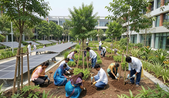 indian-students-and-professors-planting-trees-on